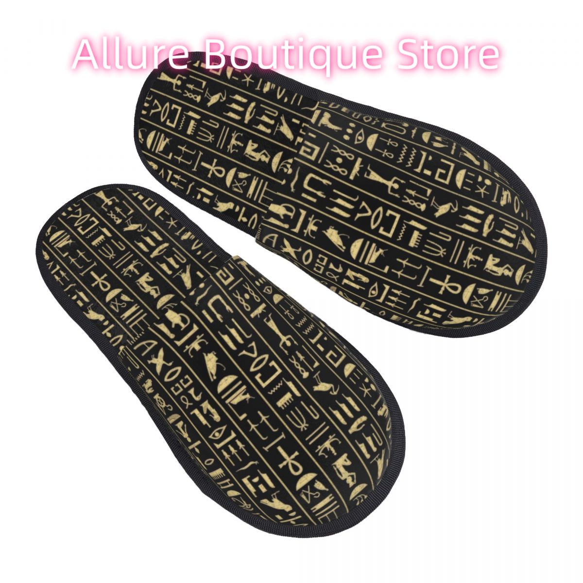 Women Shoes Egypt - Custom Gold Hieroglyphics House Slippers Soft