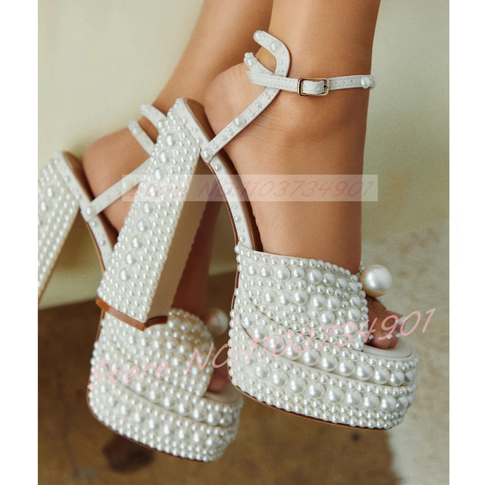 Women's White Pearl Platform S - đánh giá và giá Square Toe Mule