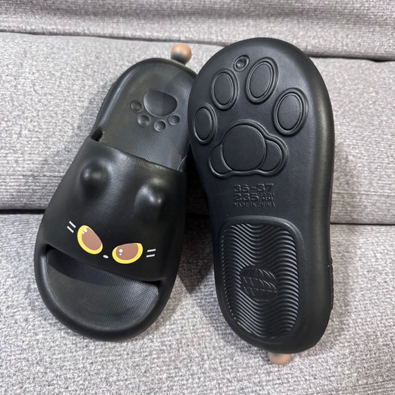 New Cute 3D Black Cat Paw Slid - đánh giá và giá Women Shoes Black