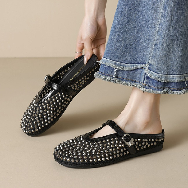 Mesh Rhinestone Brand Slippers - đánh giá và giá Mule Slip On
