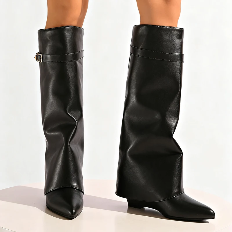 Black Pu Leather Knee High Boo - đánh giá và giá High Knee Heel Boots
