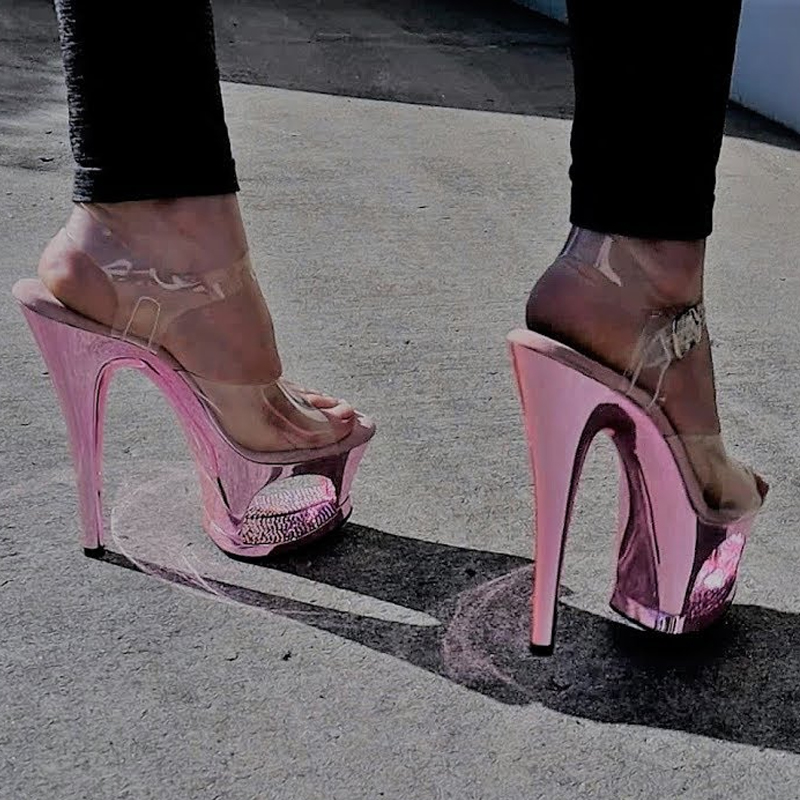 Pink Hollow Out Platform Stile - đánh giá và giá Clear Strap Heel