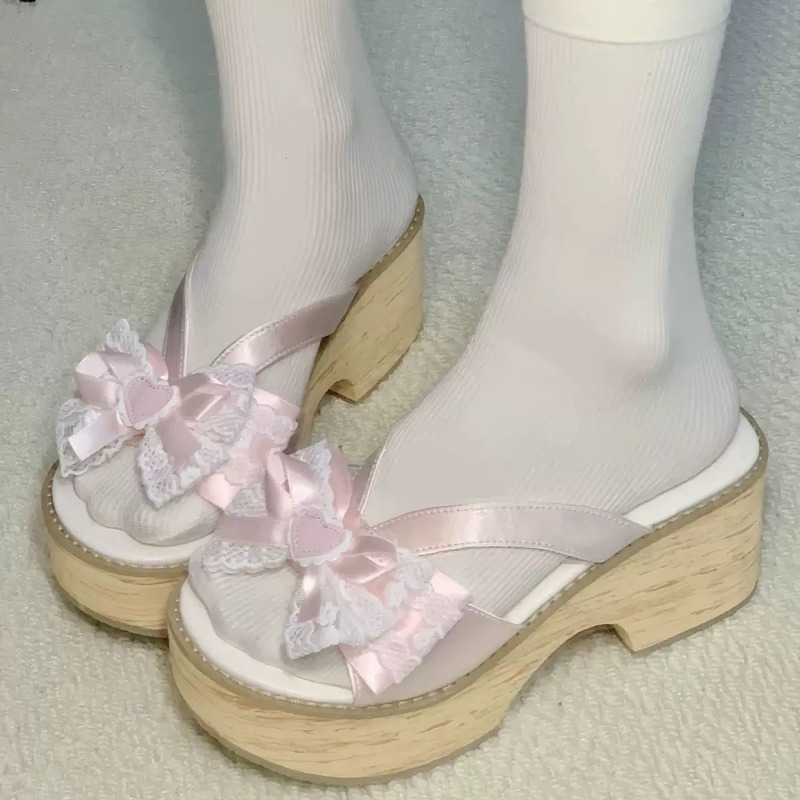 Sweet Bow Wood Grain Thick Bot - đánh giá và giá Square Toe Mule