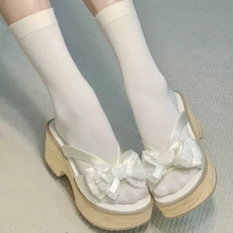 Sweet Bow Wood Grain Thick Bot - đánh giá và giá Square Toe Mule