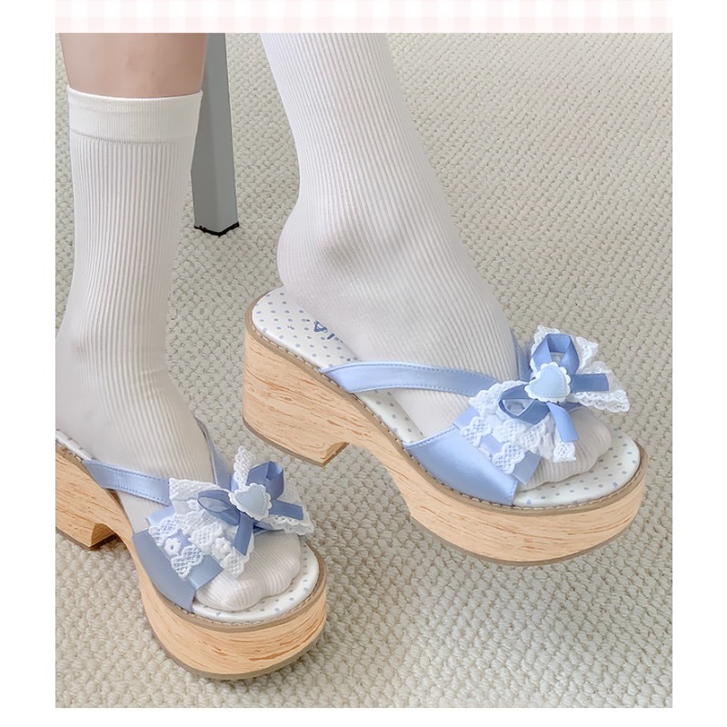 Sweet Bow Wood Grain Thick Bot - đánh giá và giá Square Toe Mule