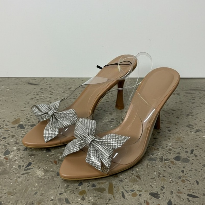 Clear PVC Rhinestone Bow Heels - đánh giá và giá Clear Strap Heel