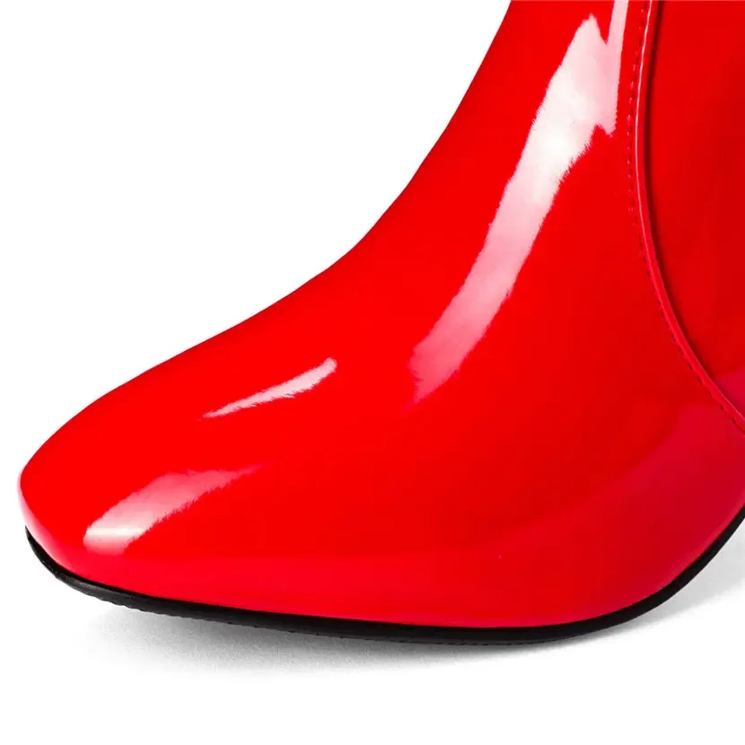 Red White Patent Leather Women - đánh giá và giá High Knee Heel Boots