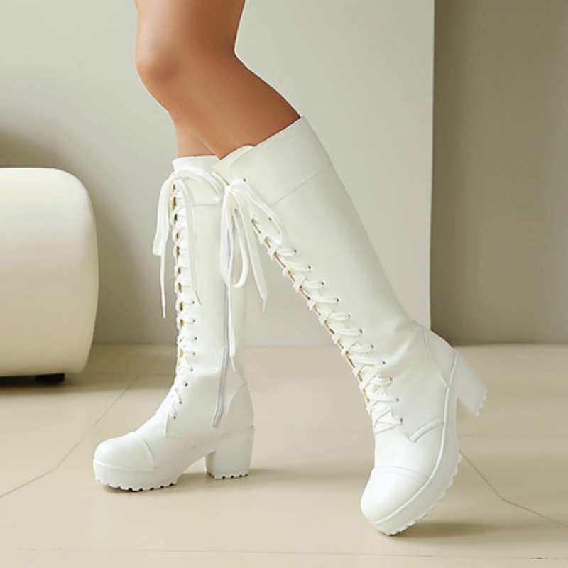 Womens Knee High Lace Up Comba - đánh giá và giá High Knee Heel Boots
