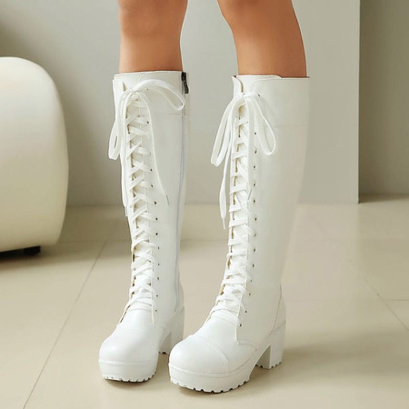 Womens Knee High Lace Up Comba - đánh giá và giá High Knee Heel Boots